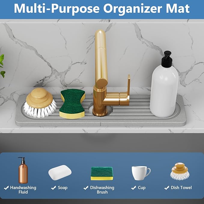 Stone Quick Dry Faucet Mat for Kitchen Sink Stone Faucet Mat for Kitchen Sink - Image 5