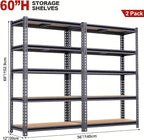 Garage Storage Shelves 2PCS, 60'' H Shelving Units and Storage, 2400 LBS Heavy Duty Shelving, Metal Garage Shelves for for Basement, Warehouse, Pantry, Closet, Kitchen 12" x 28'' x 60'' - Image 3