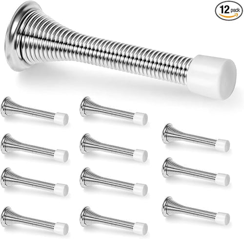 12 Pack Spring Door Stops, 3-1/4" Heavy Duty Wall Mount Door Stoppers, Flexible by Unknown