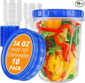 10 Pack 34oz Reusable Freezer Food Storage Containers by ForestBreathing