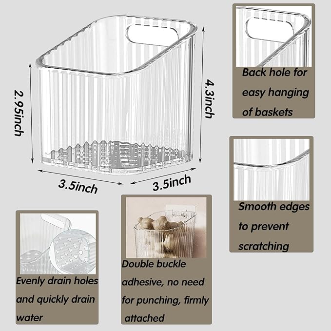 4 Pack Acrylic Wall Mounted Storage Racks, Stackable Cabinet Door Storage - Image 2