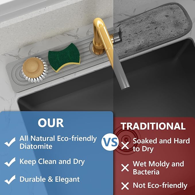 24'' Longer Faucet Mat for Kitchen Sink Stone Faucet Mat for Kitchen Sink - Image 8