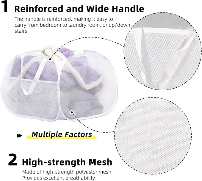 Collapsible Laundry Basket, 90L Foldable Pop-up Laundry Hamper - Image 3