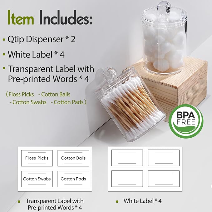2 Pack Acrylic Qtip Holder Dispenser - Image 2
