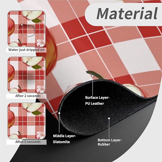 Kitchen Sink Splash Guard，Apple-on a checkered Faucet Mat Sink Gadgets-Super - Image 4