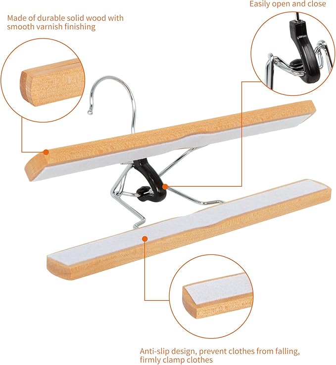 Amazon Basics Wooden Pants Hangers Closet Organizer - Image 4