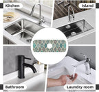 Teal And Brown Boho Style Kitchen Sink Splash Guard Faucet Mat Super Absorbent - Image 5