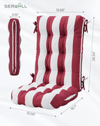 SERWALL HDPE Outdoor Rocking Chair Cushion Set of 2, Memory Foam Cushion Red White - Image 3