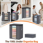 SpaceWhisper 3 Pack 100L Clothes Storage, Foldable Thick Fabric Blanket Storage - Image 6