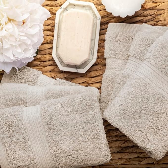 Superior Egyptian Cotton Pile Face Towel/Washcloth Set of 6, Ultra Soft Luxury - Image 9