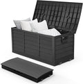 VINGLI 75 Gallon Collapsible Outdoor Storage Box, Simple-to-assemble Plastic Storage Containers with Lid, Patio Deck Box Furniture for Garden, Pool, Balcony, Yard (Full Black) by VINGLI