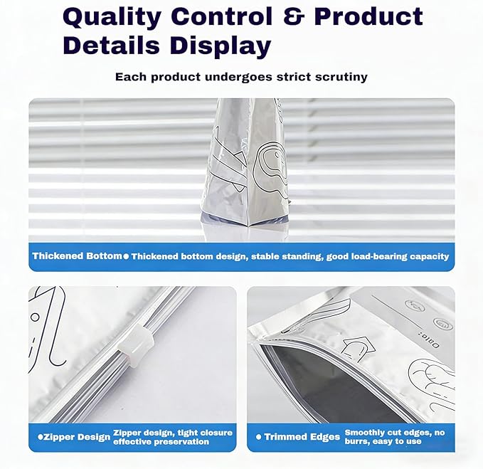Reusable Aluminum Foil Sealable Storage Bags, 2026 New Resealable Stand Up - Image 7