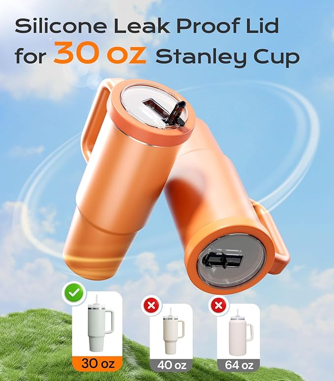 30oz Flip Straw Leak Proof Lid for Stanley Quencher, 30 oz Tumbler Lid - Image 2