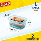 Gladware Freezerware Food Storage Containers, Large Rectangle Holds 64 Ounces - Image 5