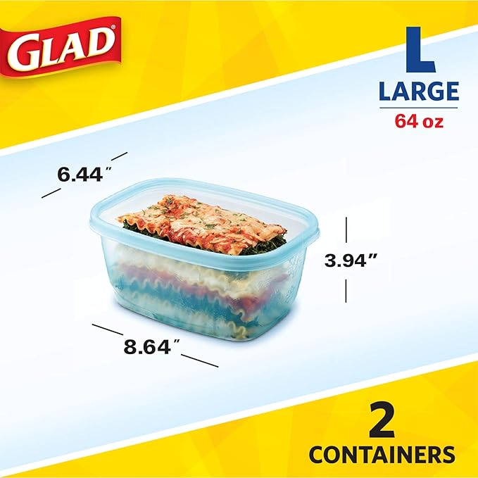 Gladware Freezerware Food Storage Containers, Large Rectangle Holds 64 Ounces - Image 5