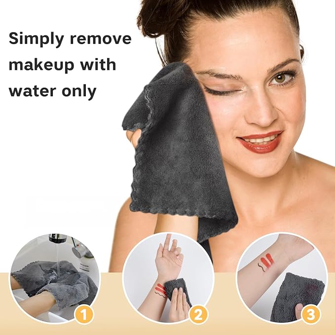 SUNLAND Microfiber Face Cloth Reusable Makeup Remover Facial Cleansing Towel - Image 3