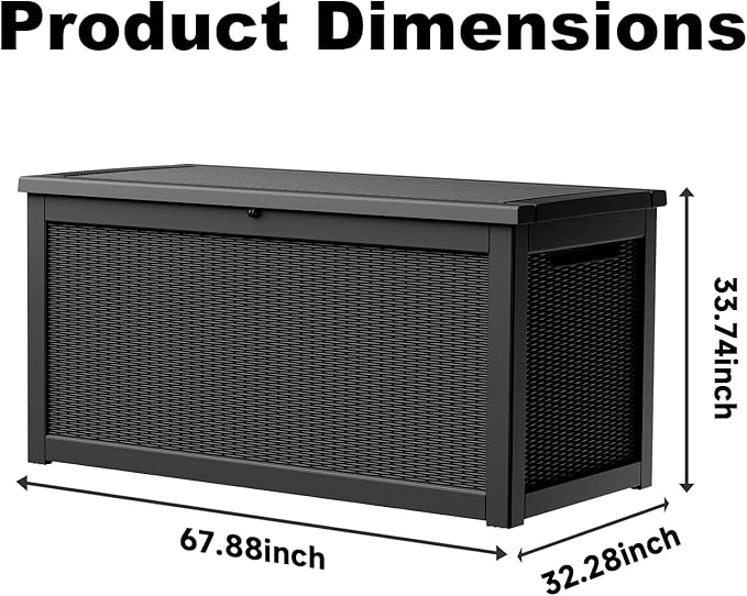 310 Gallon Lockable Outdoor Storage Box – Waterproof Resin Deck Box for Patio Furniture, Garden Tools, Pool Accessories (Black) - Image 2