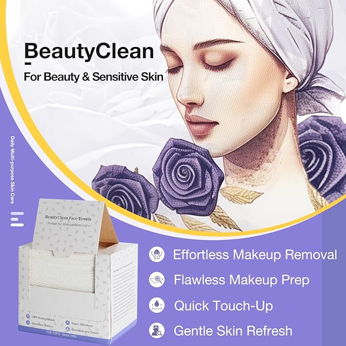 Disposable Face Towels, Biodegradable Soft & Skin Friendly Face Towelettes - Image 3