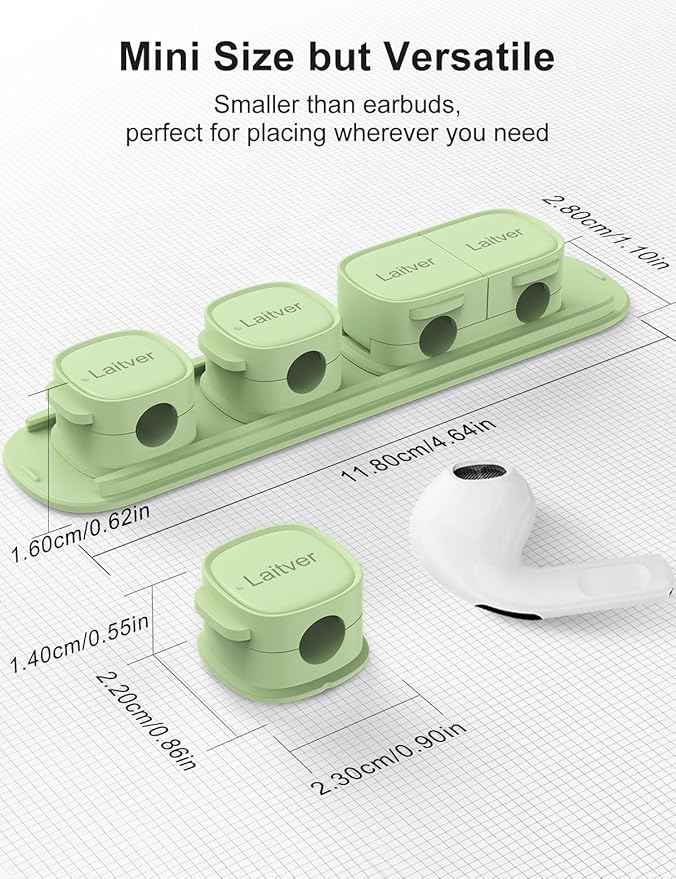 6 Pack Magnetic Cable Clips, Laitver Cord Organizer Holder Strong Adhesive Desk - Image 8