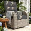 Outdoor Swivel Recliner Chair, All-Weather Wicker Reclining Patio Chair with Adjustable Backrest and Footrest by Vakollia