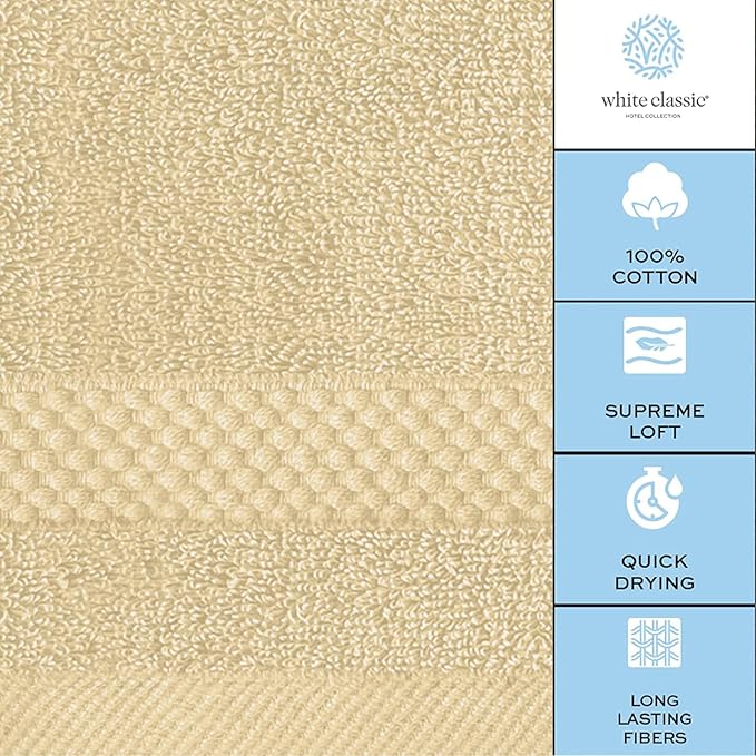 White Classic Luxury Cotton Washcloths 13x13 Inch - Image 7