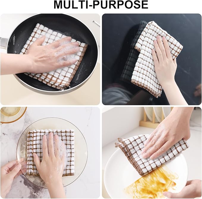 Kitinjoy Cotton 16 Pack Kitchen Towels and Dishcloths Sets, 16 x 25 Inch & 12 X - Image 4