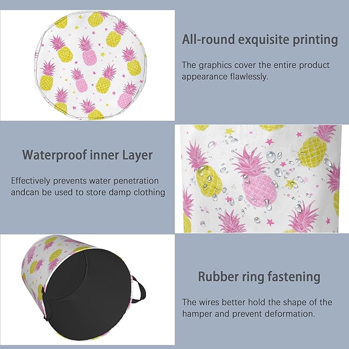 Pineapple Tropical Laundry Hamper, Dirty Clothes Laundry Basket - Image 5