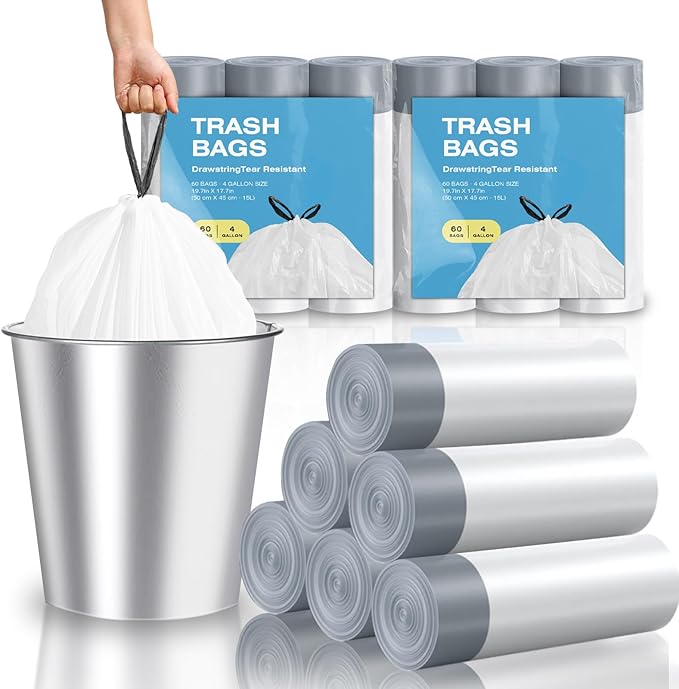 2.6 Gallon Mini Drawstring Trash Bags, Small Garbage Bags by KSSKSS, Code a fit - Image 7