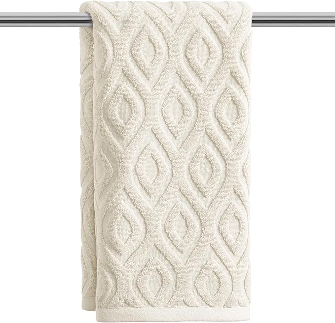 Artoid Mode 1 Pc Beige 3D Diamond Grid Jacquard Hand Towels by ArtoidMode
