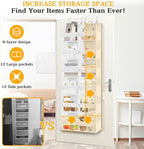 Over The Door Organizer 6 Tiers, Extra Large Behind Door Storage of 12 - Image 3