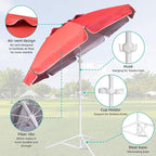 AMMSUN Shade Umbrella, Premium Portable Umbrella with Stand, 6.5ft Lightweight Free Standing Canopy for Sporting Games, Adjustable Instant Sun Protection and Easy to Carry, Pink - Image 3