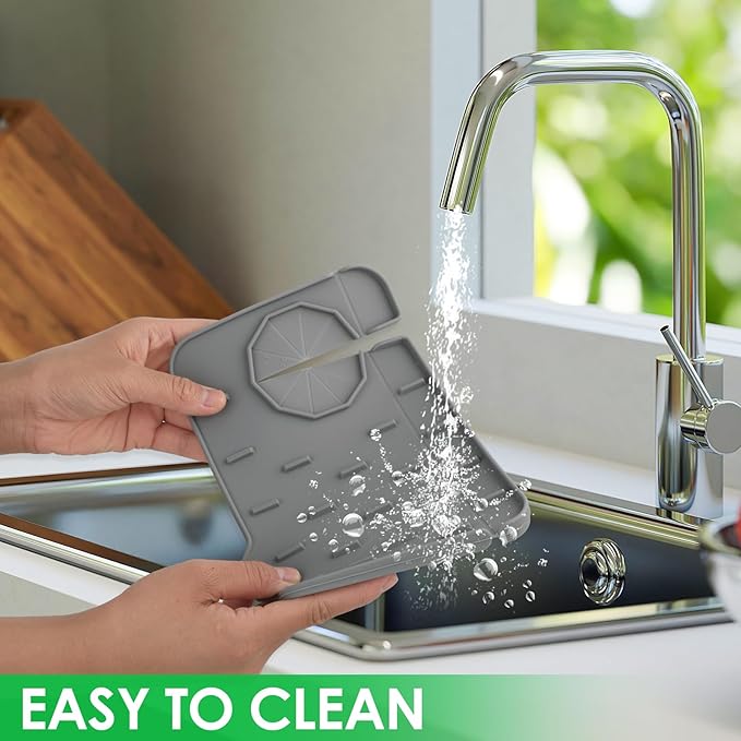 Silicone Sink Faucet Splash Guard Mat, Soap Dish Pad, Drip Catch Sponge Holder - Image 6