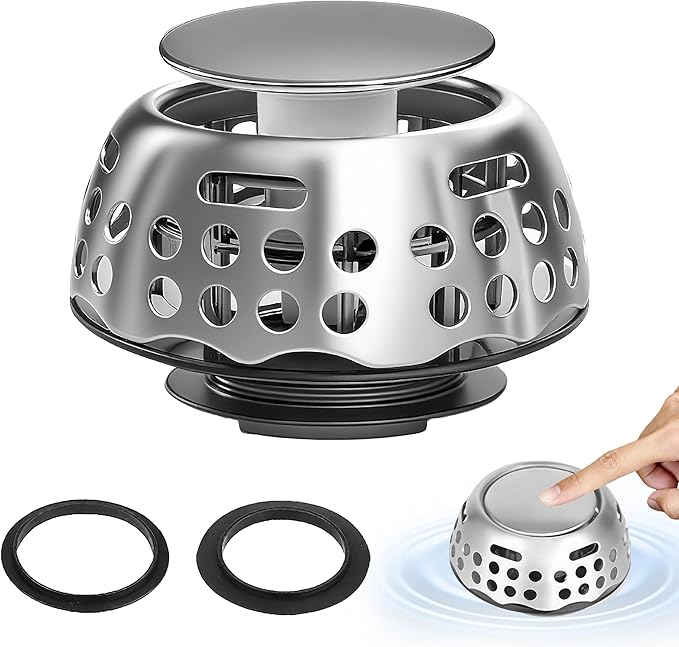 3 in 1 Bathtub Stopper, Bathtub Drain Hair Catcher, Replaces Lift and Turn by Home