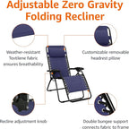 Amazon Basics Outdoor Patio Zero Gravity Lounge Chair with Pillow, Folding Reclining and Textilene Adjustable, Folding Lounge Lawn Chairs for Outside, 26", Blue - Image 5