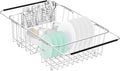 Large Dish Drainer Rack in Sink Adjustable, Expandable 304 Stainless Steel by Fanbsy
