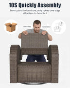 Outdoor Swivel Recliner Chair, All-Weather Wicker Reclining Patio Chair with Adjustable Backrest and Footrest - Image 6