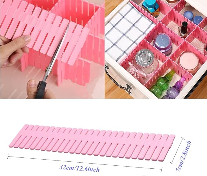 8pcs DIY Plastic Drawer Organizer Adjustable Drawer Dividers - Image 3