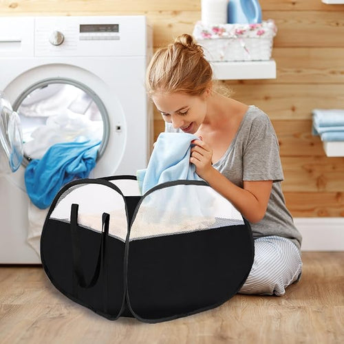 2 Pack Collapsible Laundry Baskets, 90L Large Foldable Laundry Basket, Pop Up - Image 2