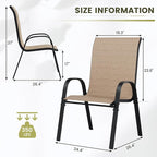 UDPATIO Patio Chairs Set of 8, Stackable Outdoor Dining Chairs with High Back, Breathable Textilene Fabric Outdoor Chair All Weather, 350LBS Capacity for Garden, Backyard (Brown) - Image 3
