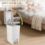 Small Bathroom Trash Can with Lid and 3 Rolls Trash Bags, Step Pedal - Image 5