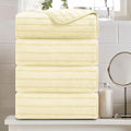 4 Pcs Light Yellow Cabana Stripe Large Bath Towels 35"x70" Oversized Bath Sheet by Oliven