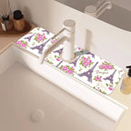 Romantic Eiffel Tower Roses Kitchen Sink Splash Guard Mat Absorbent Fast Drying - Image 2