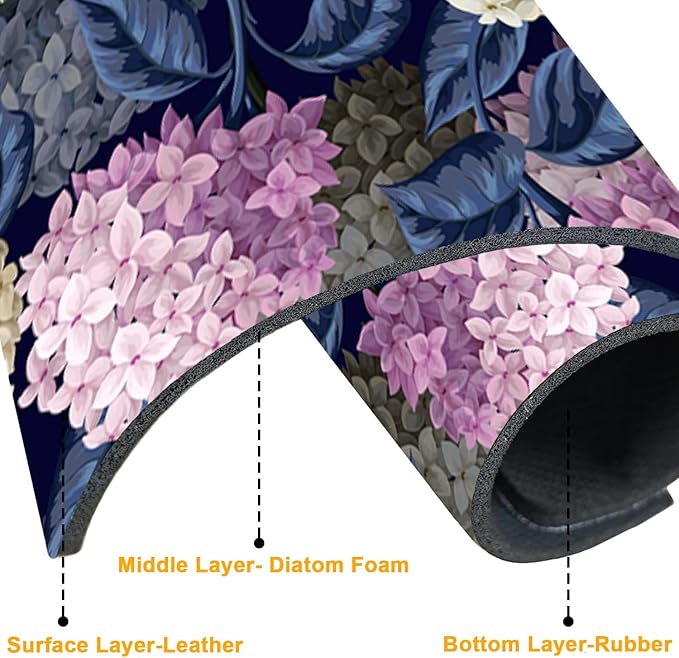2 Pack Vintage Hydrangea Sink Faucet Absorbing Mat Colorful Hydrangeas Super - Image 3