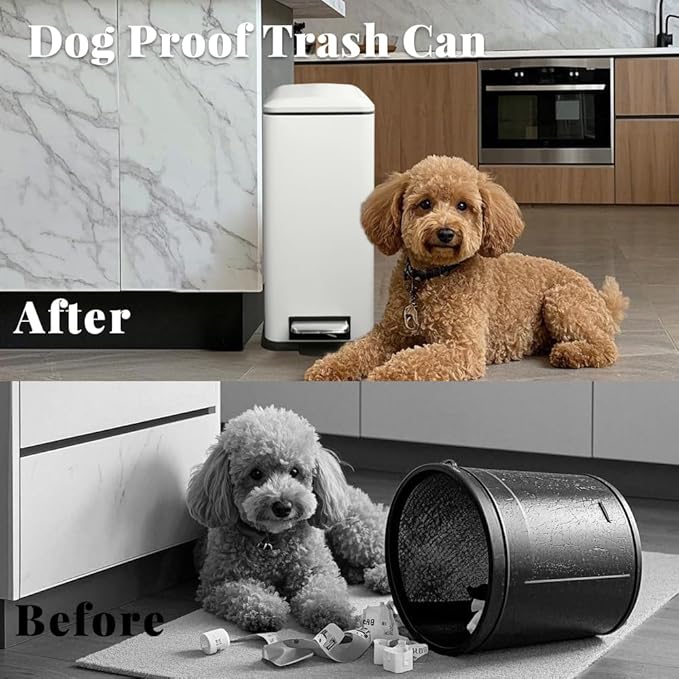 8 Gallon Trash Can with Lid, Stainless Steel Kitchen Trash Can with Removal - Image 8
