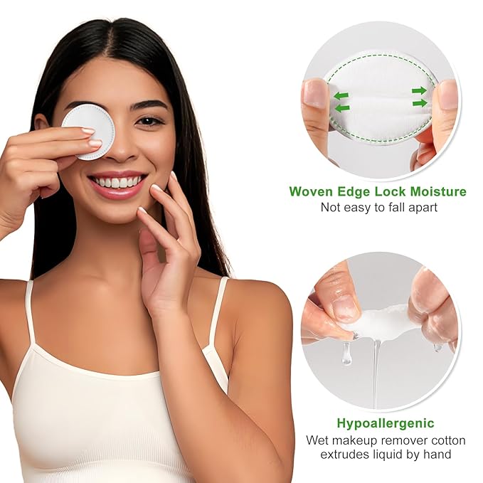 Boxed 100% Cotton Rounds for Face, Dual-Texture, Lint-Free Makeup Remover Pads - Image 3