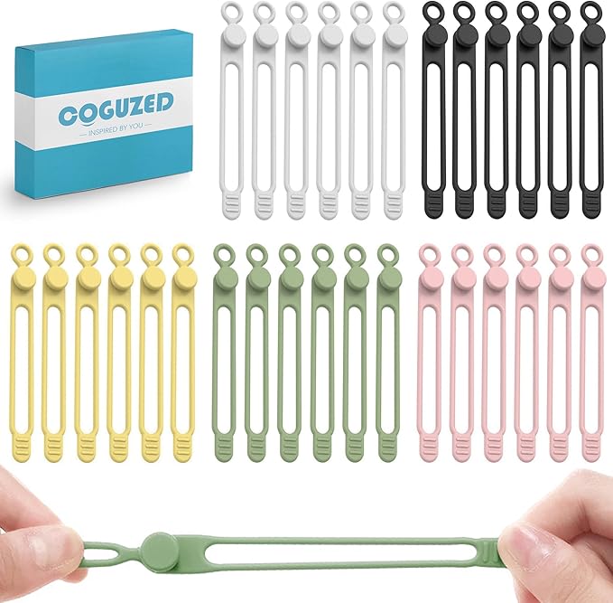 CoguZed 30Pcs Silicone Cable Ties, Reusable Cable Management Organizer by Unknown