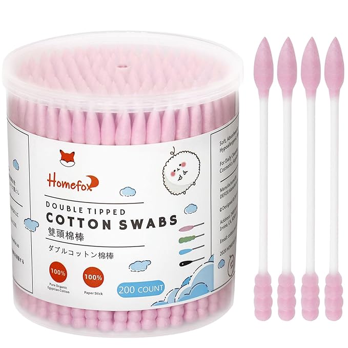 Pink Cotton Swabs Spiral Pointed by HOMEFOX