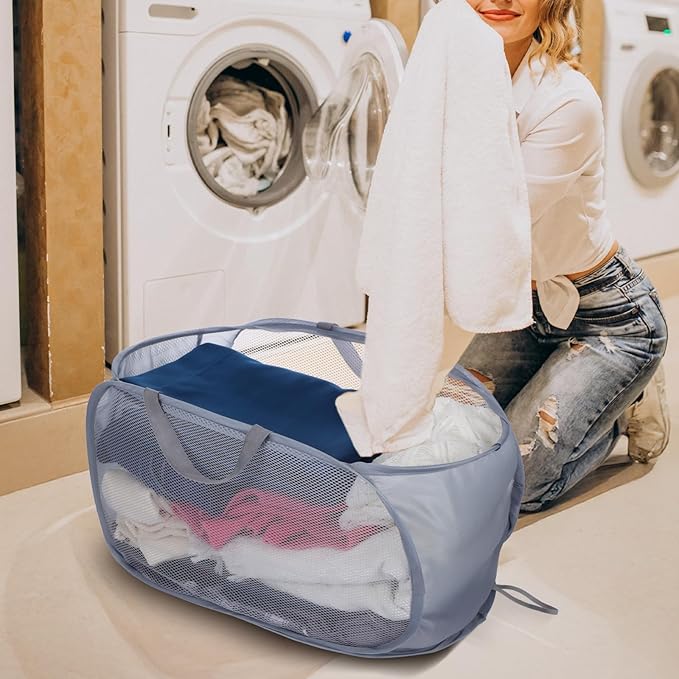 4 Pack Pop-Up Mesh Laundry Basket, Open Collapsible Laundry Baskets - Image 5