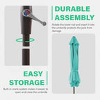 JEAREY 7.5FT Patio Umbrella Market Table Umbrella with 6 Sturdy Ribs, Push Button Tilt/Crank Outdoor Umbrella for Garden, Deck, Backyard, Pool and Beach,Teal Blue - Image 9