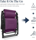 Best Choice Products Oversized Padded Zero Gravity Chair, Folding Outdoor Patio Recliner, XL Anti Gravity Lounger for Backyard w/Headrest, Cup Holder, Side Tray, Polyester Mesh - Amethyst Purple - Image 5